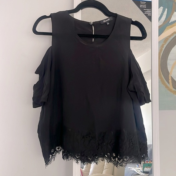 Beautiful Black Cold Shoulder with Lace Blouse from Madewell L​ - Picture 1 of 6
